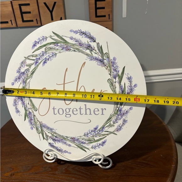 Home Decor - Gather Together Wooden Round Sign & White Stand -17 in. Width - Picture 4 of 10